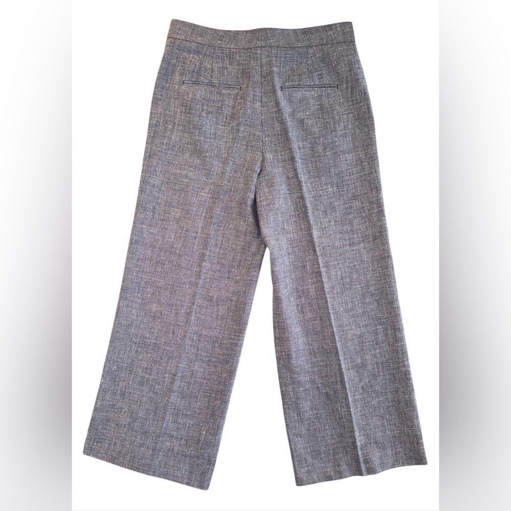 EUC ANN TAYLOR Cotton-Linen Textured Wide Leg Trousers In Blue-Gray Size 2 - Picture 2 of 9